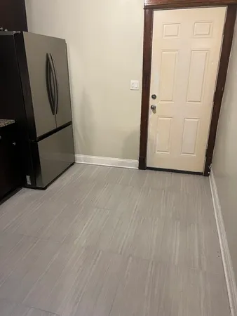 a view of hallway with a mirror
