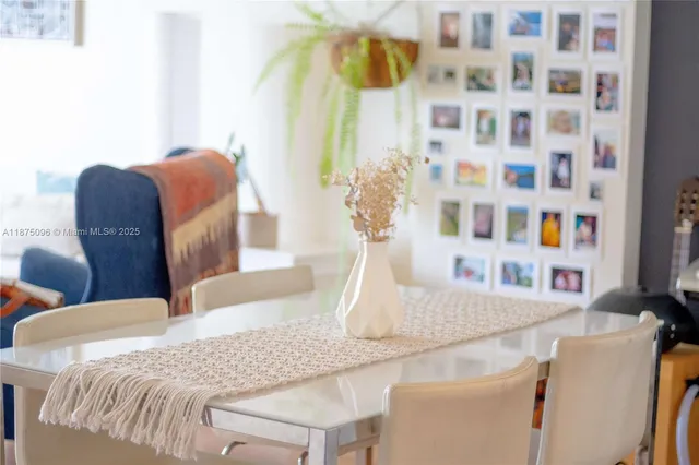 a dining room with window