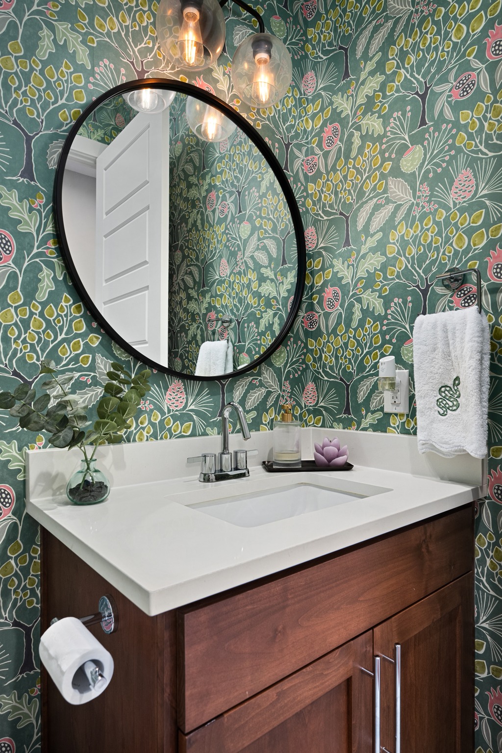 1103 Saucedo Street, Unit 1 Austin, TX 78721 - Photo 25 of 40 A stylish bathroom vanity features a vessel sink, offering both beauty and functionality.