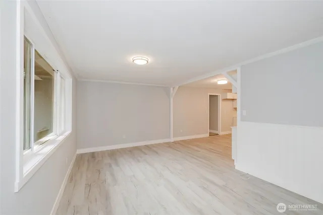 a kitchen with a stove and a microwave