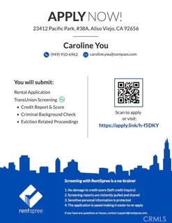 $3,300 | 23412 Pacific Park Drive, Unit 38A, Aliso Viejo, CA 92656