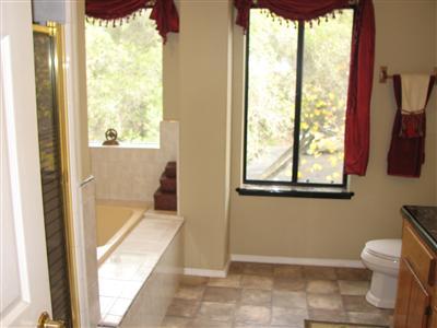 20164 Nicholas Road Prather, CA 93651 - Photo 42 of 67 Tub and seperate shower with autumn colors showing through the windows