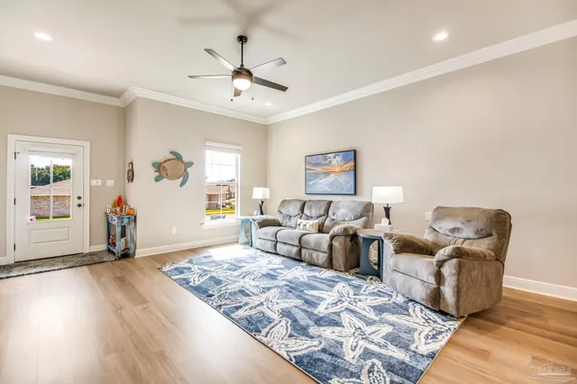 a living room with furniture