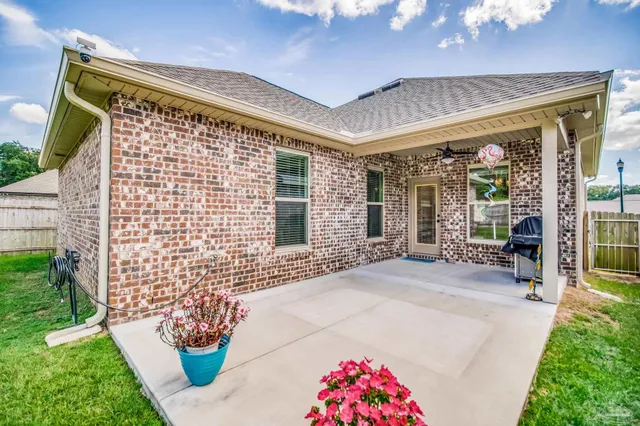 a view of a garden with a slide