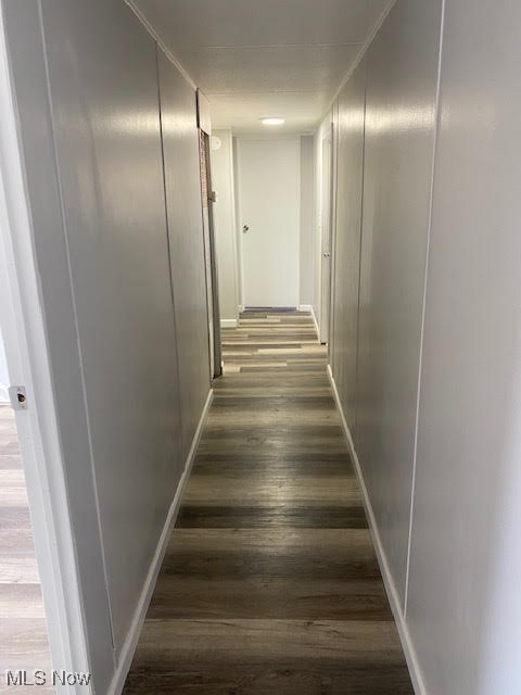 3941 State Road, Unit 48 Cuyahoga Falls, OH 44223 - Photo 5 of 8 Hall featuring baseboards, dark wood-style flooring, and a decorative wall