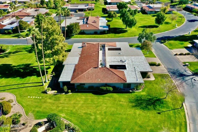 an aerial view of a house