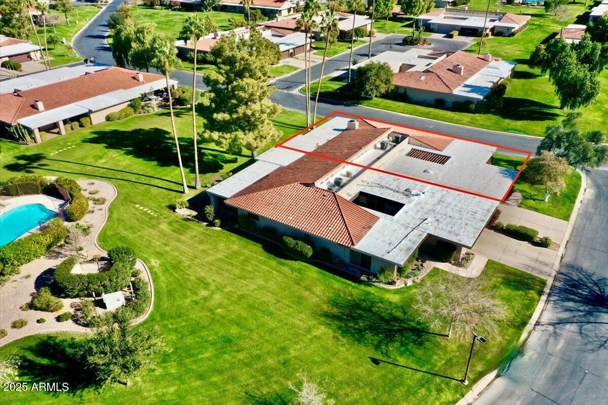 7614 East Gila Bend Road Scottsdale, AZ 85258 - Photo 32 of 36 an aerial view of a house with garden space and street view