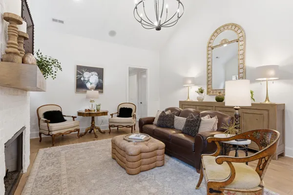 a living room with furniture