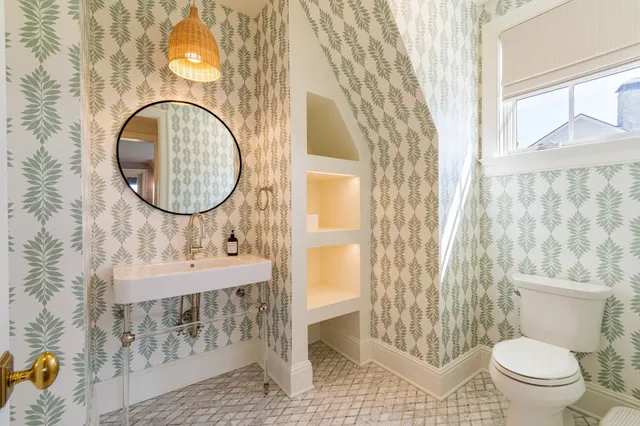 a outdoor space with patio furniture and a fireplace