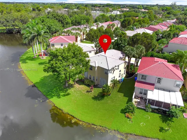 an aerial view of a house