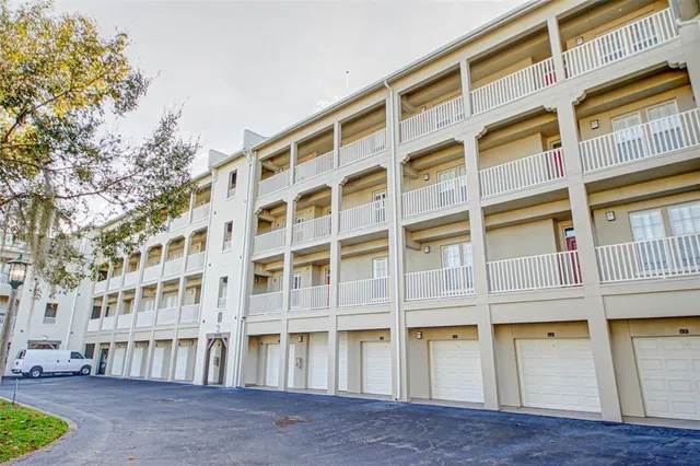 a view of building with large windows