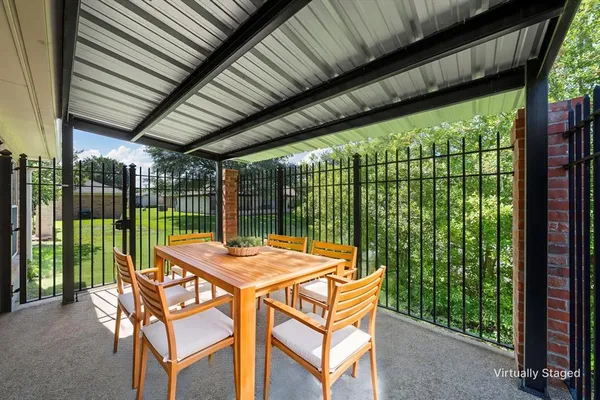 a outdoor space with furniture