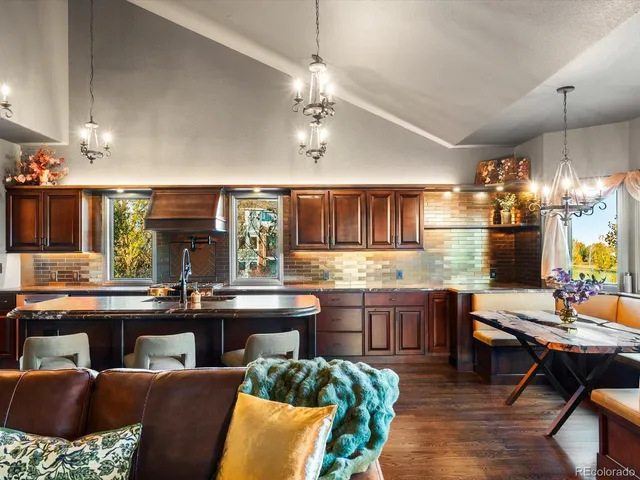 a kitchen with granite countertop lots of counter top space