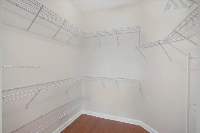 a view of a room with racks on the wall