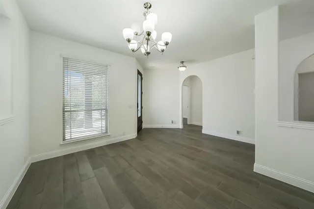 a view of a livingroom with a chandelier