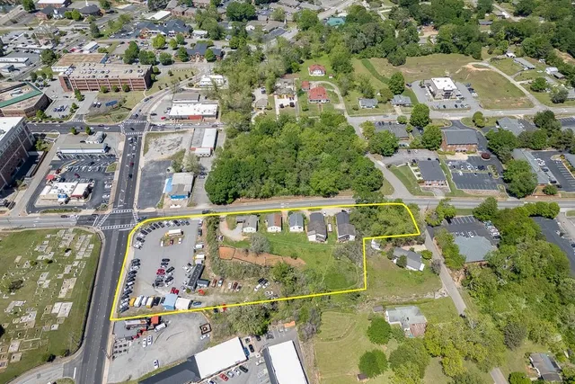 an aerial view of a city