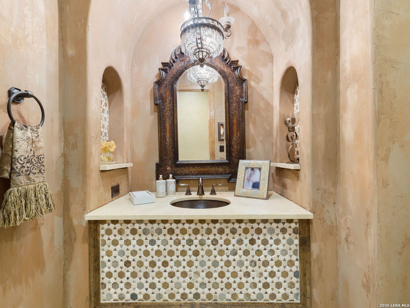 14454 Santa Rita Helotes, TX 78023 - Photo 17 of 70 a bathroom with a double vanity sink mirror and shower