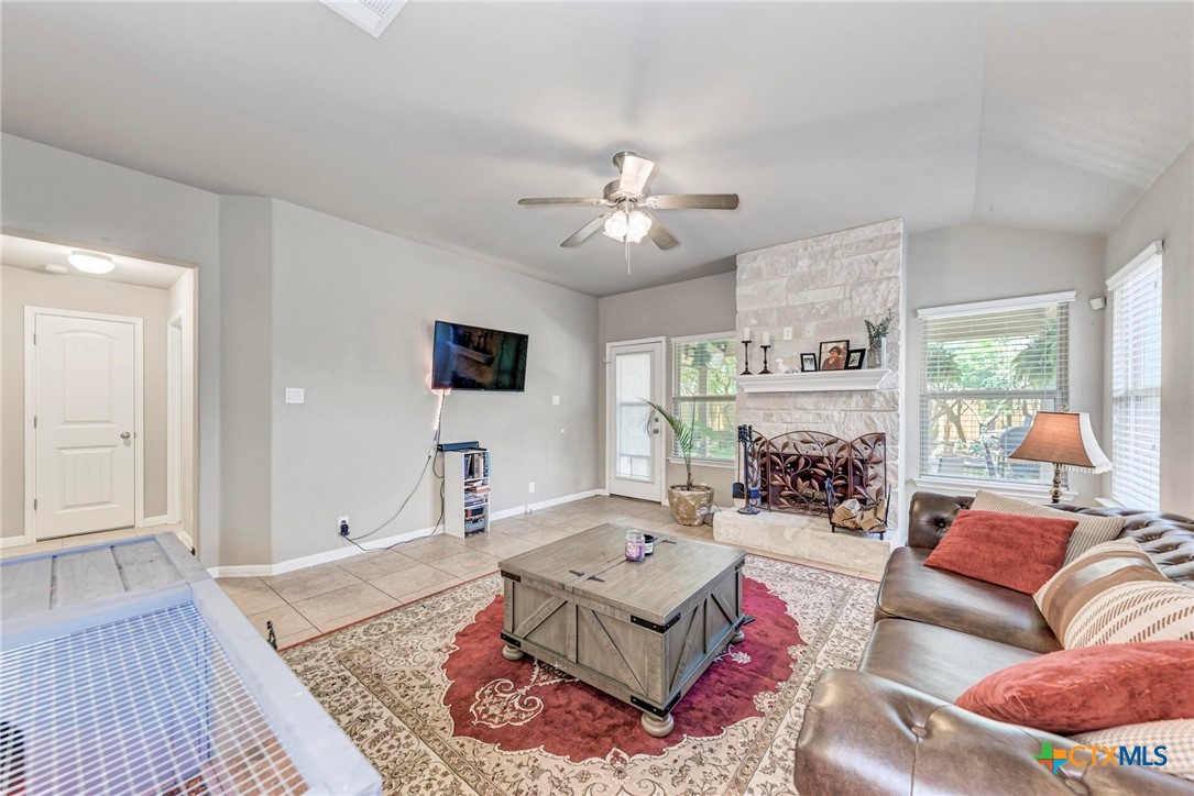 700 Cortona Cove Georgetown, TX 78628 - Photo 14 of 46 Living room featuring propane fireplace