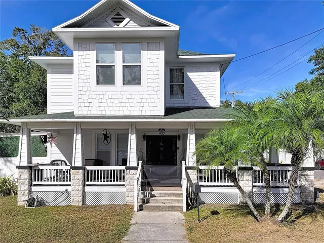 a front view of a house with porch