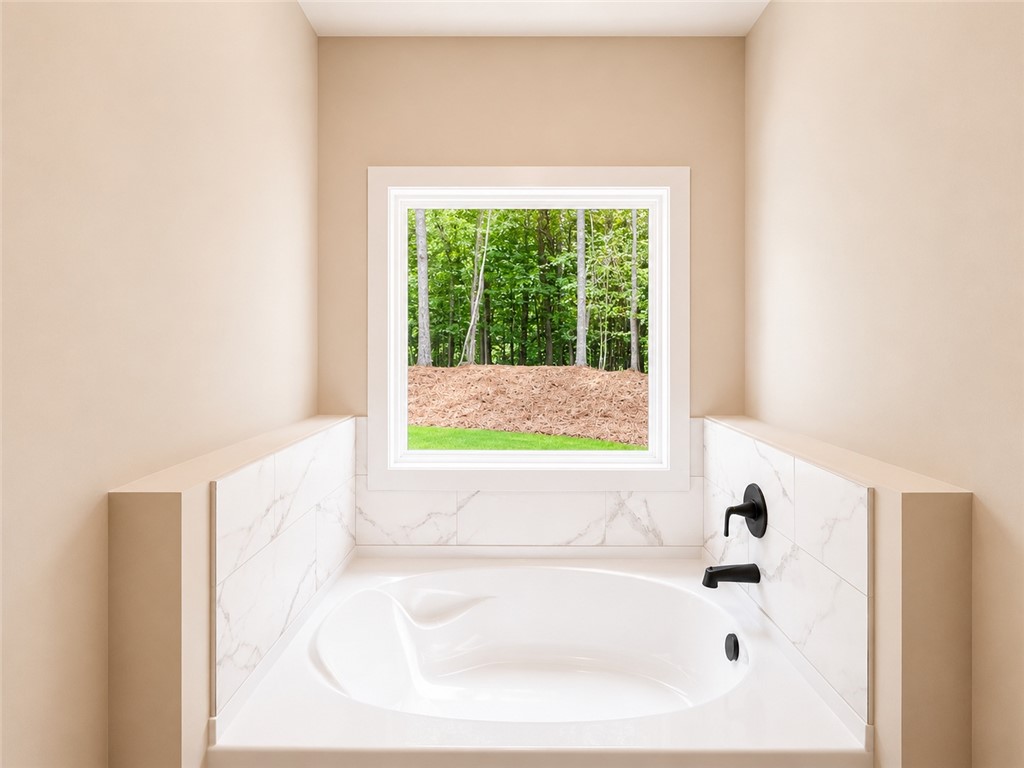 328 Point Road Westminster, SC 29693 - Photo 10 of 24 A deep soaking tub overlooks a verdant landscape through a broad window.