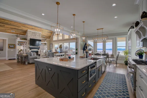 a kitchen with lots of counter top space