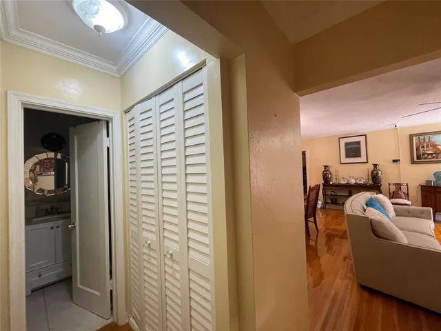 a living room with furniture and a gate