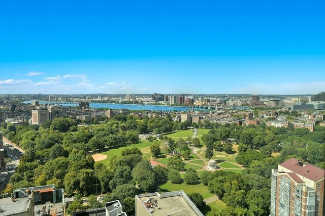 a view of city and mountain