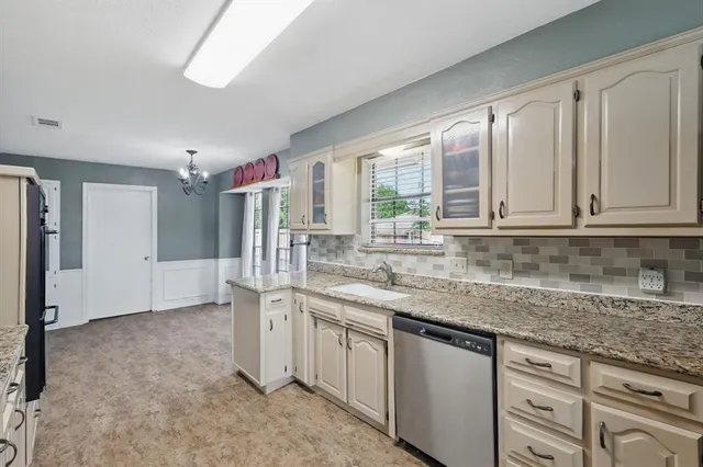 a kitchen with stainless steel appliances granite countertop a sink and a granite counter tops