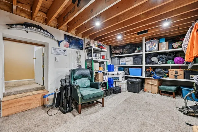 a view of a balcony with furniture