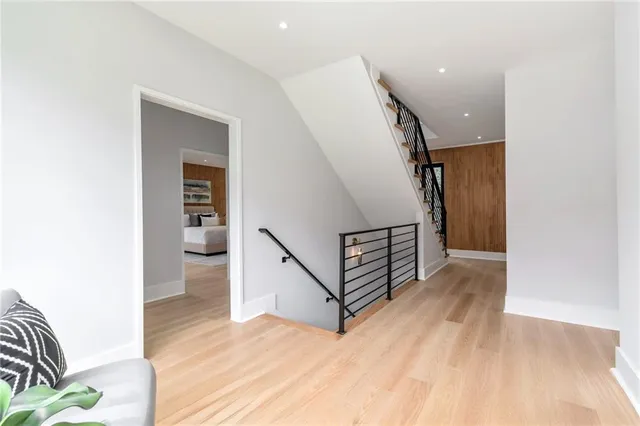 a view of a room with natural light