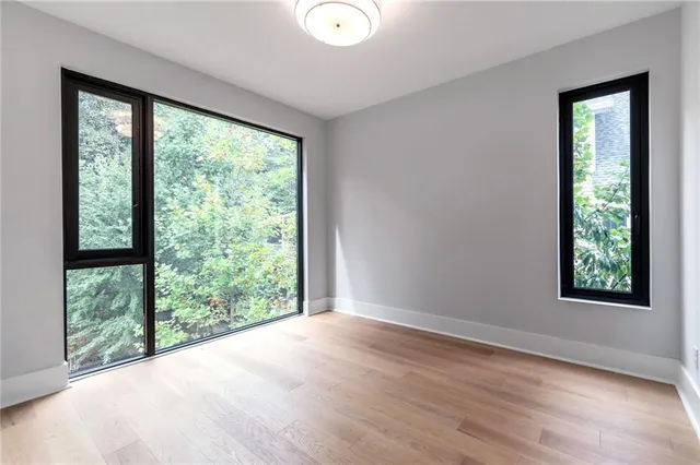 a view of a room with a bathroom