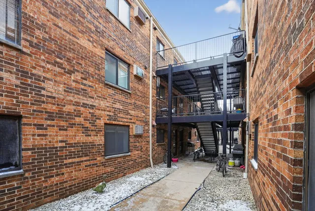 a front view of a building with door