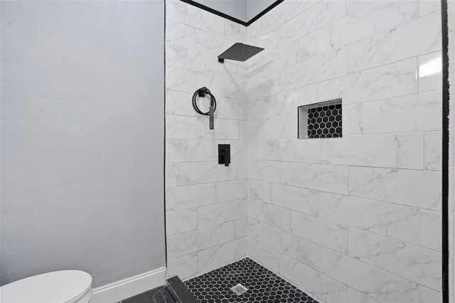 a bathroom with a shower