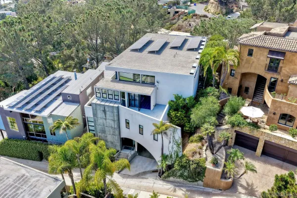 an aerial view of a house