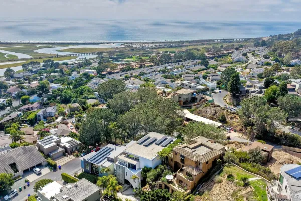 an aerial view of a city with lots of residential buildings