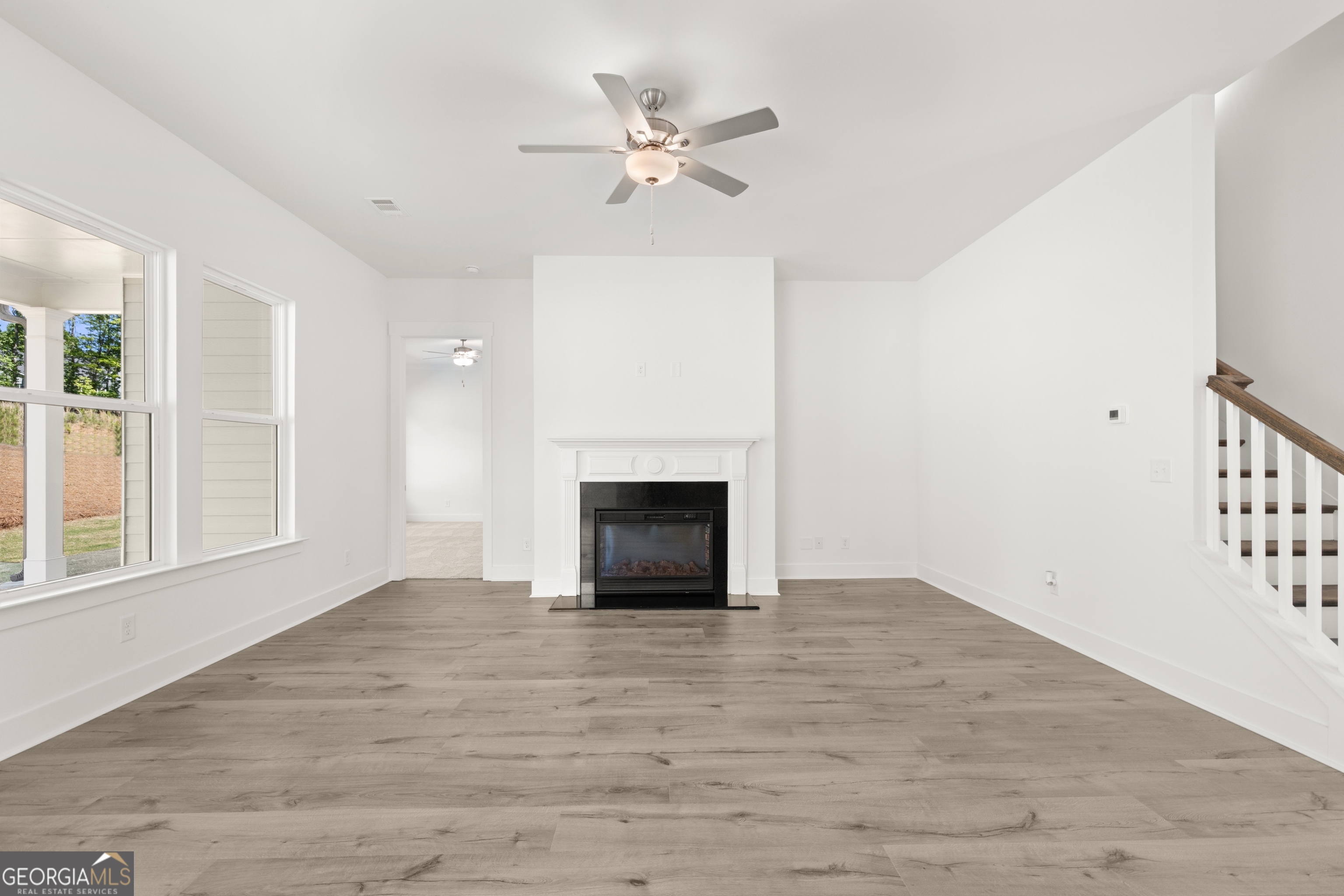15 Overview Court Hoschton, GA 30548 - Photo 19 of 43 an empty room with windows and a fireplace
