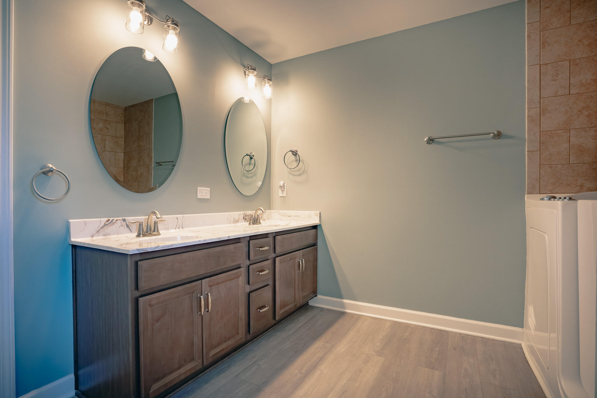 3546 Edwardsville Road Hardy, VA 24101 - Photo 11 of 29 a bathroom with a double vanity sink and a mirror