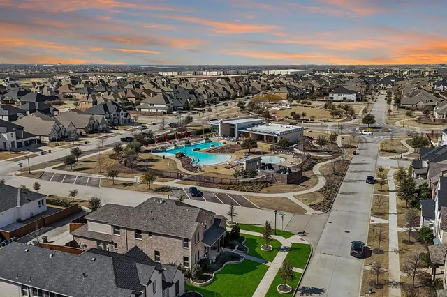 an aerial view of a yard with outdoor space
