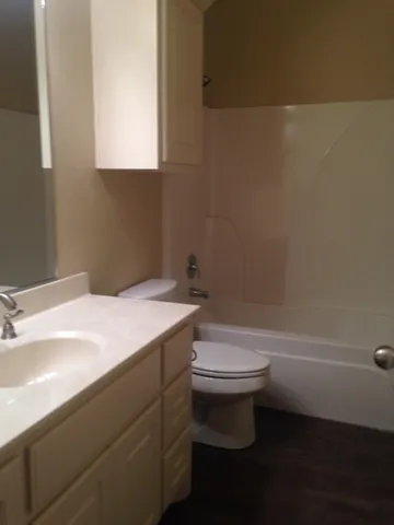 a bathroom with a sink a toilet and a bathtub