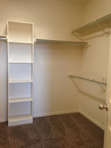 a view of an empty walk in closet