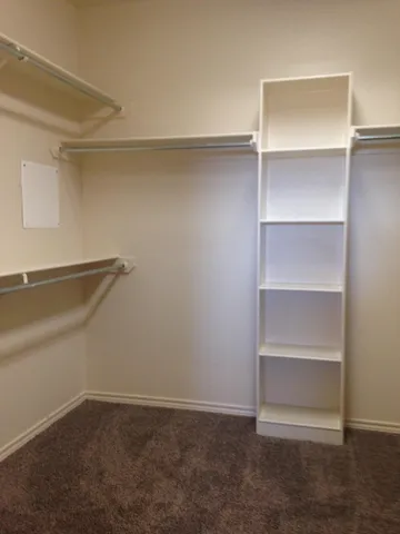 a view of an empty walk in closet