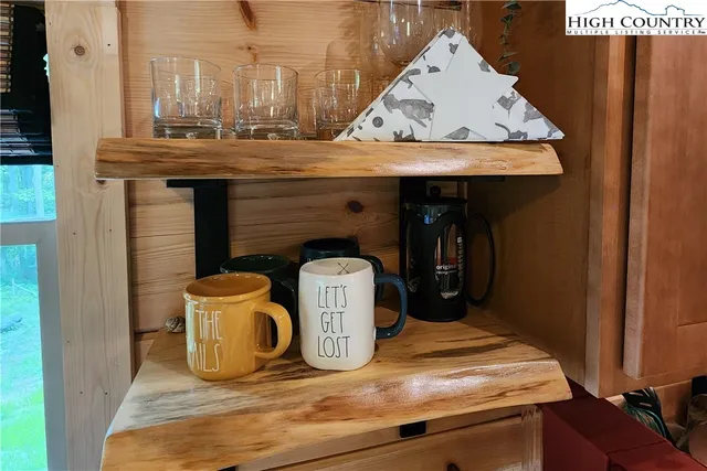 a table and chairs in a room