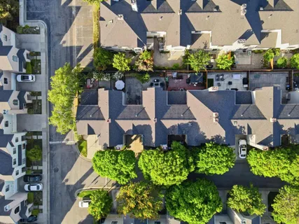 an aerial view of a house