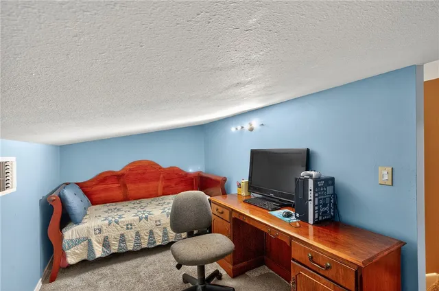 an empty room with a workbench