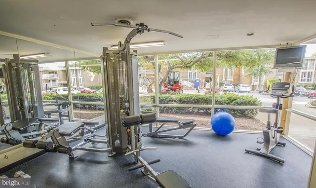 a view of a room with gym equipment