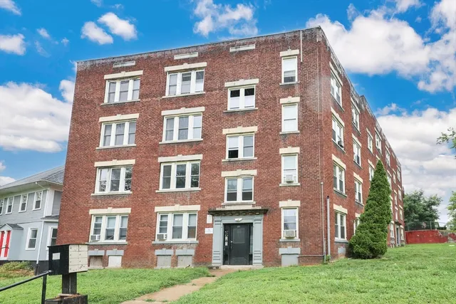 a front view of a building