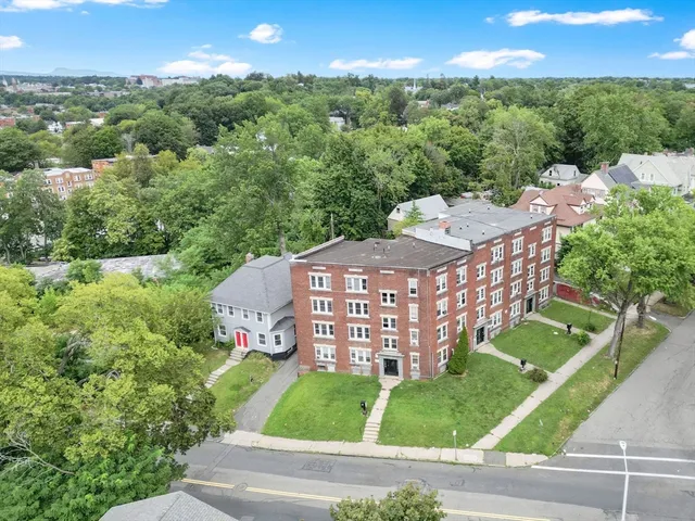 an aerial view of a house