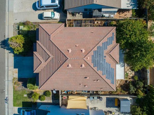 an aerial view of a house
