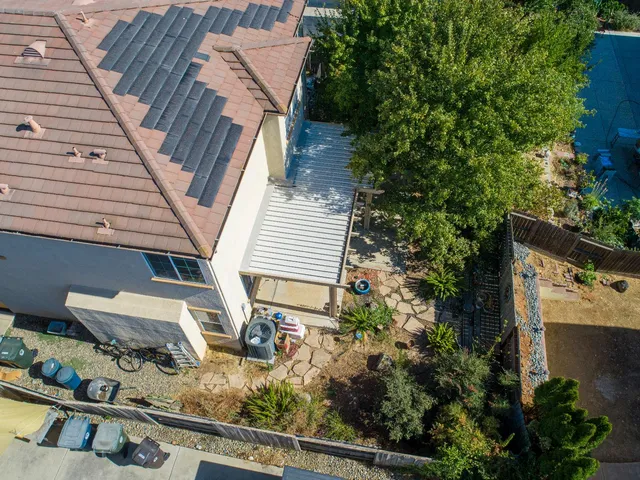 an aerial view of a house