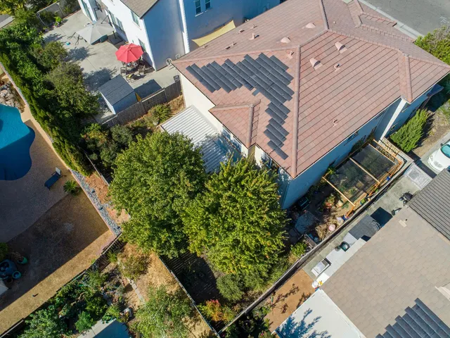 an aerial view of a house